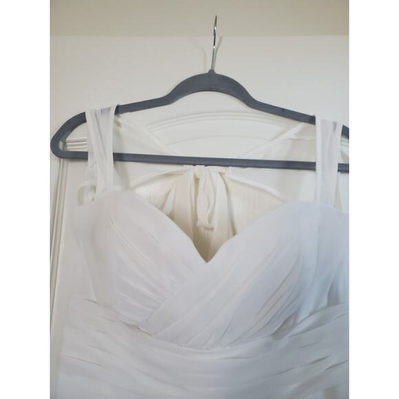 Bill Levkoff Ivory Formal Prom Bridesmaid Chiffon Long Maxi Dress, Size 12 - Picture 2 of 13